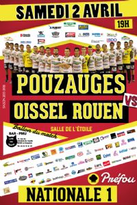N1M Handball - Pouzauges reçoit Oissel Rouen. Le samedi 2 avril 2016 à POUZAUGES. Vendee.  19H00